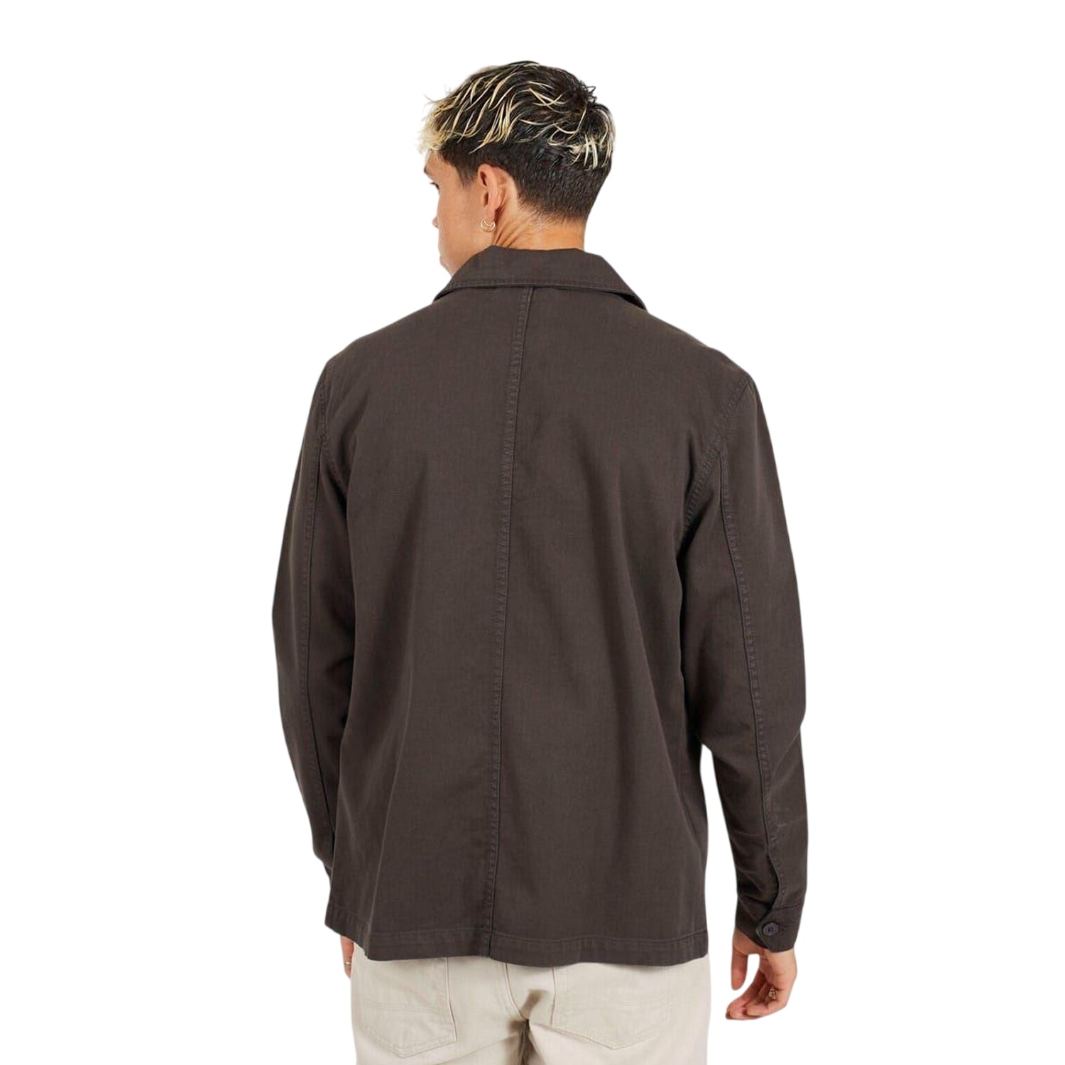 Charcoal - Back - Brave Soul Mens Twill Overshirt