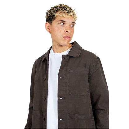Charcoal - Side - Brave Soul Mens Twill Overshirt