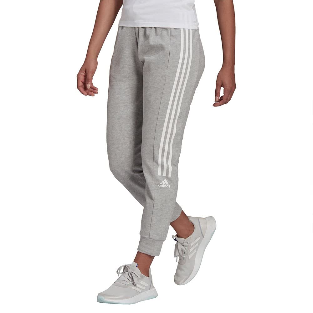 Medium Grey - Side - Adidas Womens-Ladies Fleece Joggers