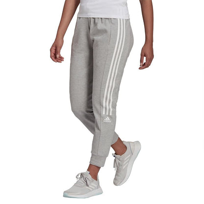 Medium Grey - Side - Adidas Womens-Ladies Fleece Joggers