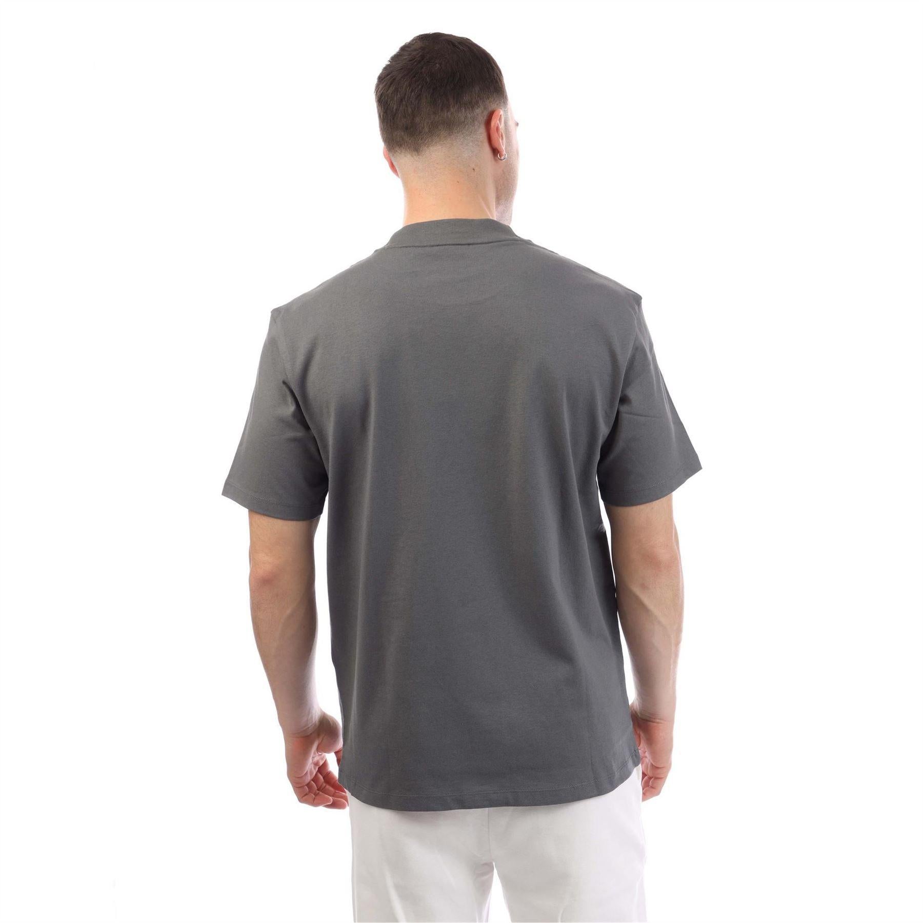 Grey - Back - Hugo Mens Dapolino Logo Printed Relaxed Fit T-Shirt