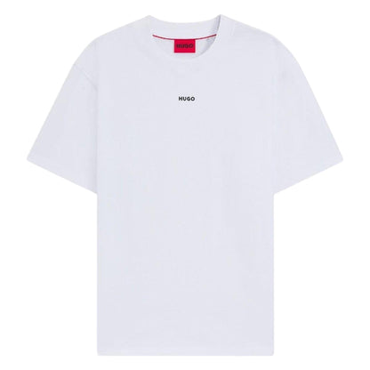 White - Front - Hugo Mens Dapolino Logo Printed Relaxed Fit T-Shirt