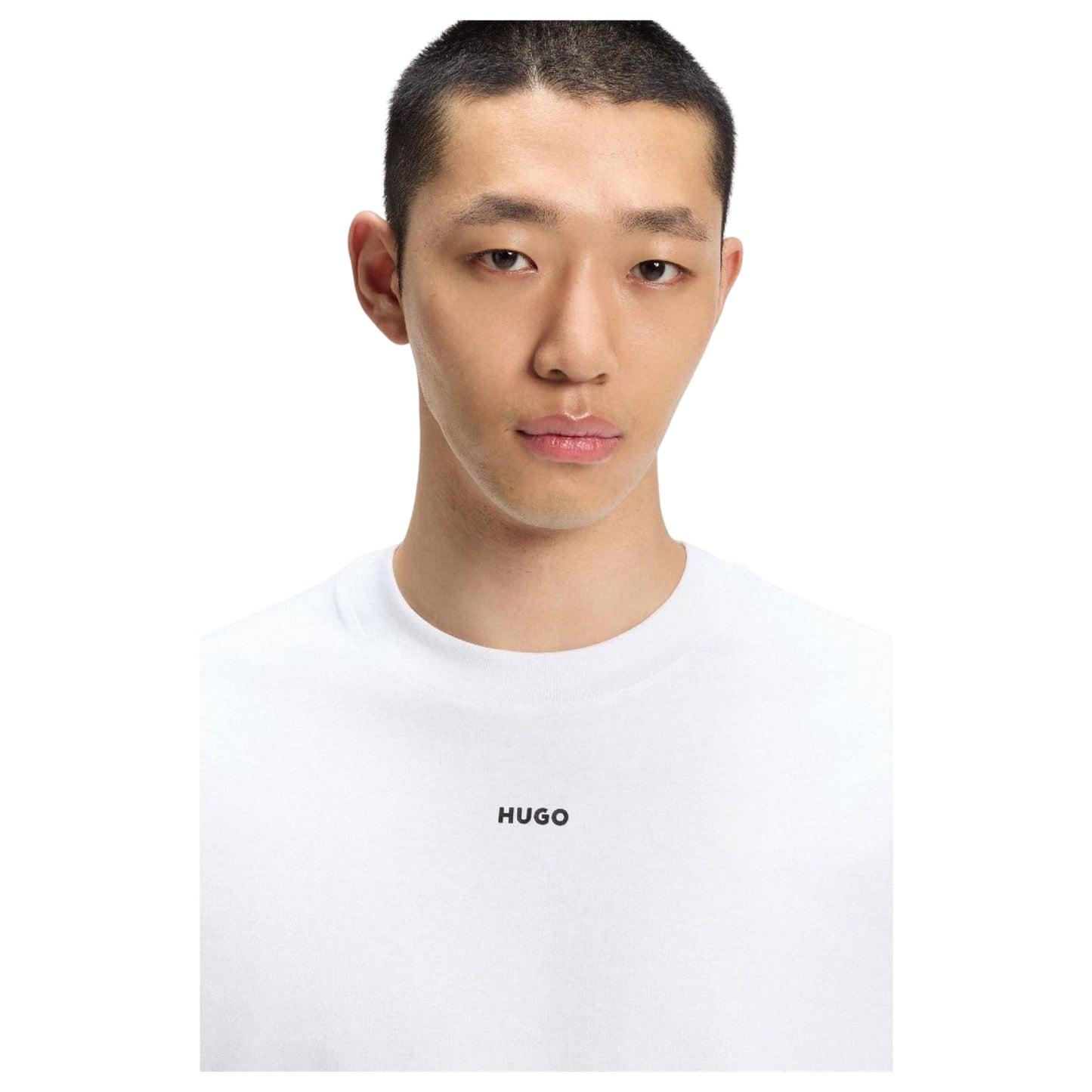 White - Side - Hugo Mens Dapolino Logo Printed Relaxed Fit T-Shirt