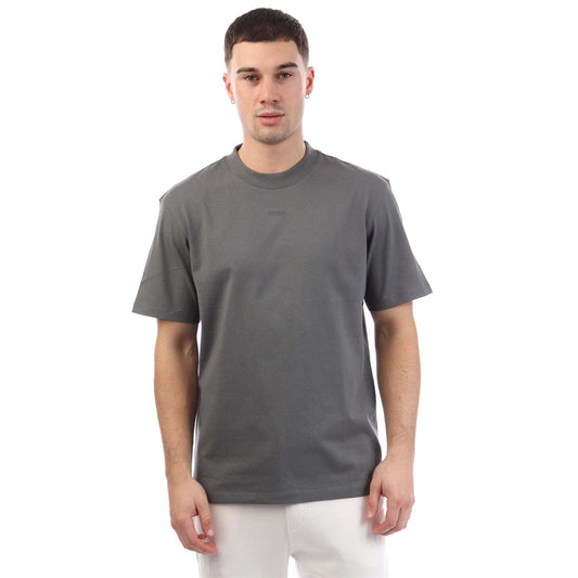 Grey - Front - Hugo Mens Dapolino Logo Printed Relaxed Fit T-Shirt