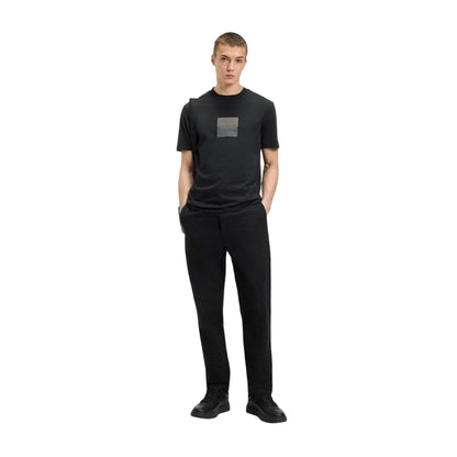 Black - Side - Hugo Mens Split Logo Cotton Jersey T-Shirt