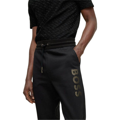 Black - Side - Boss Mens Lamont Vertical Logo Slim Joggers
