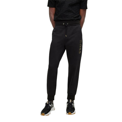 Black - Front - Boss Mens Lamont Vertical Logo Slim Joggers