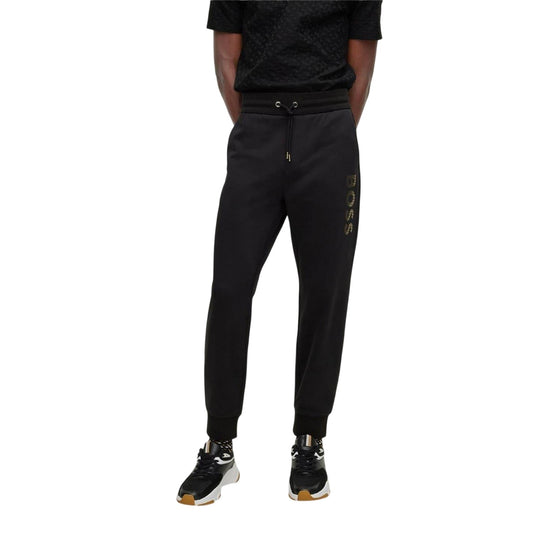 Black - Front - Boss Mens Lamont Vertical Logo Slim Joggers