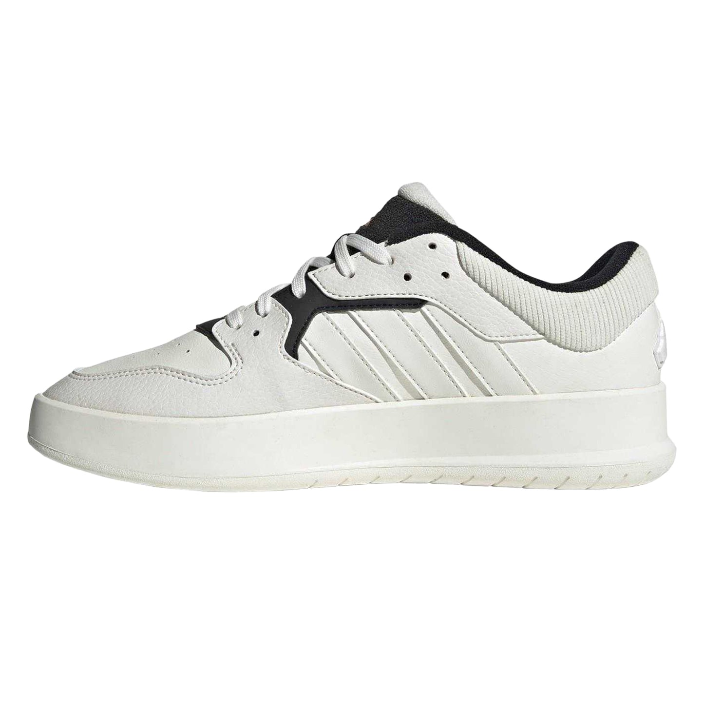White-Orange - Side - Adidas Mens Court 24 Full Grain Leather Shoes