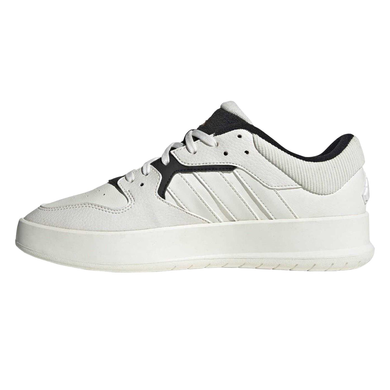 White-Orange - Side - Adidas Mens Court 24 Full Grain Leather Shoes