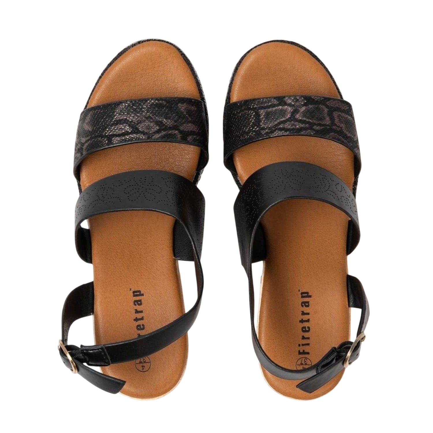 Black - Side - Firetrap Womens-Ladies Ella Wedge Sandals