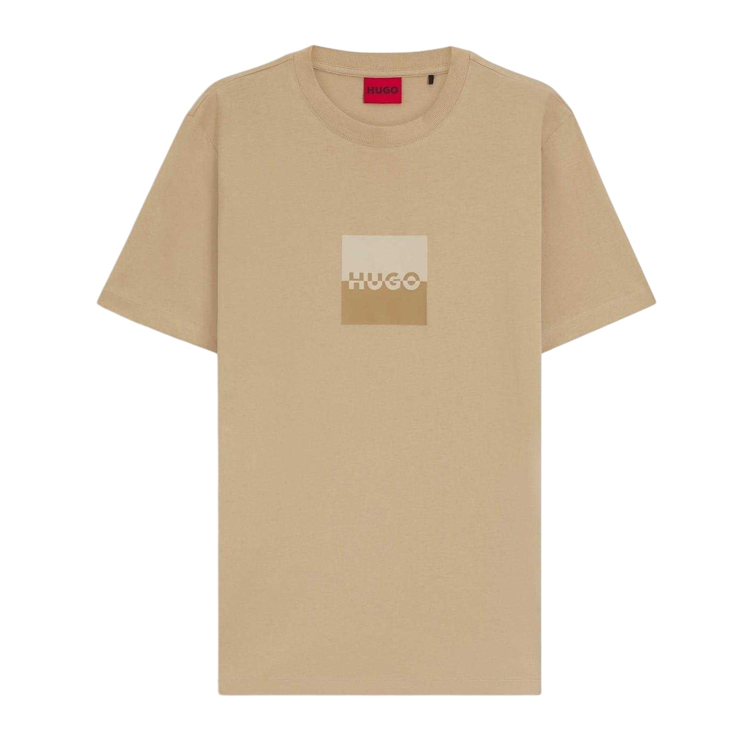 Sand - Front - Hugo Mens Dusplit Tonal Logo T-Shirt