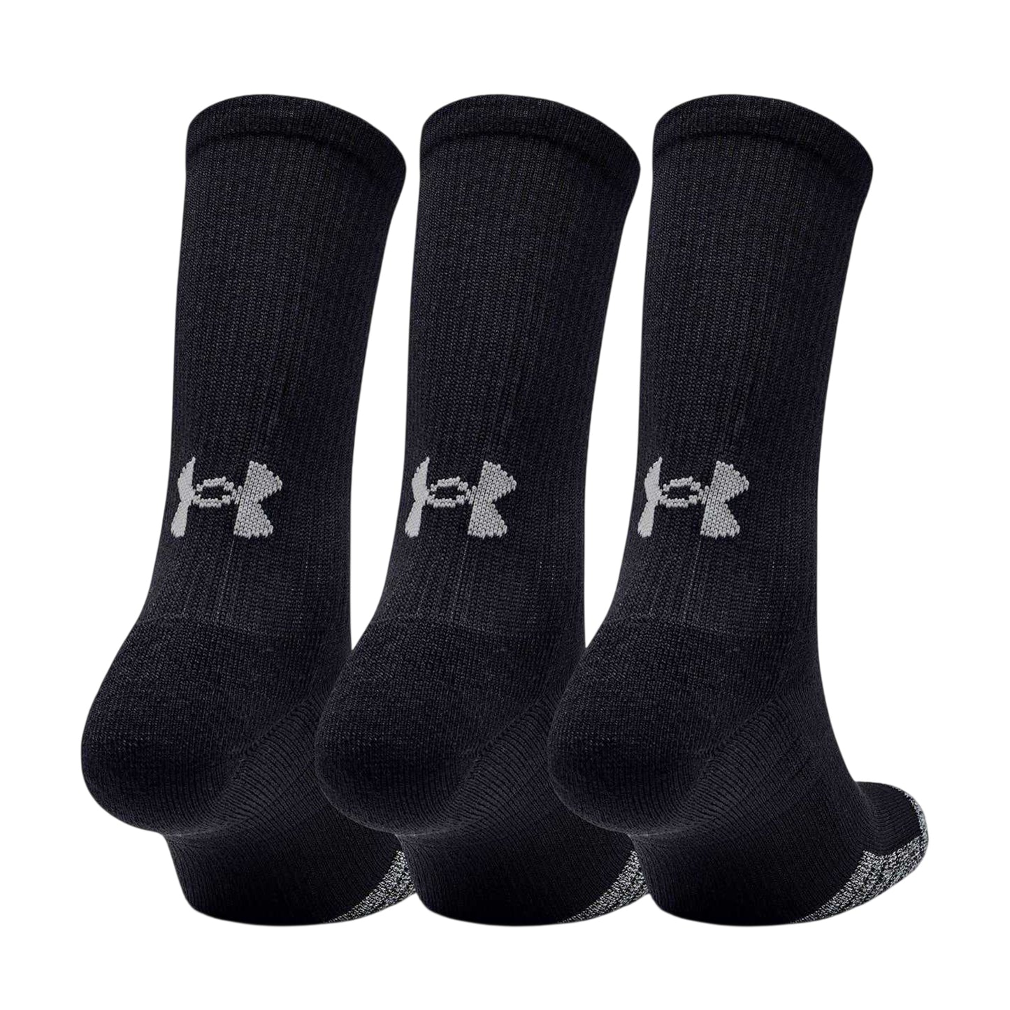 Black - Back - Under Armour Unisex Adult Crew Socks (Pack of 3)