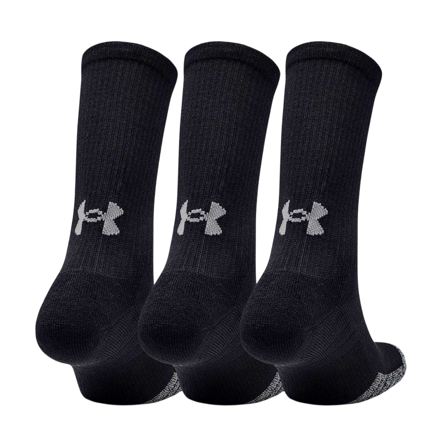 Black - Back - Under Armour Unisex Adult Crew Socks (Pack of 3)