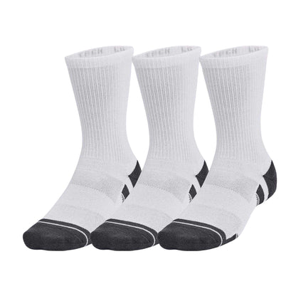 White - Front - Under Armour Unisex Adult Crew Socks (Pack of 3)