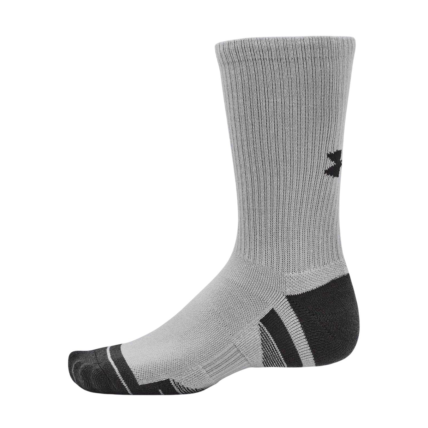 Black-Grey-White - Side - Under Armour Unisex Adult Crew Socks (Pack of 3)