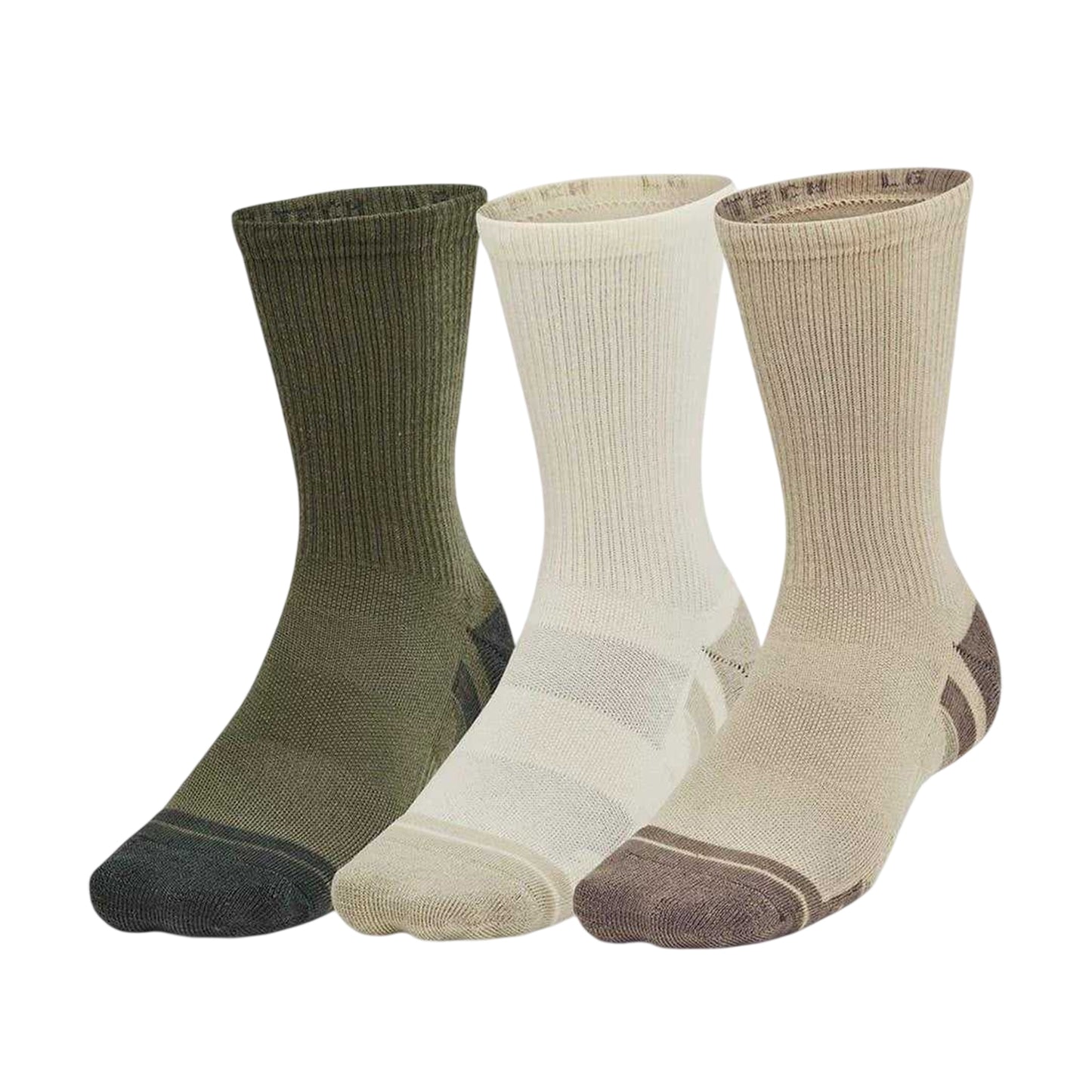 Khaki - Front - Under Armour Unisex Adult Crew Socks (Pack of 3)