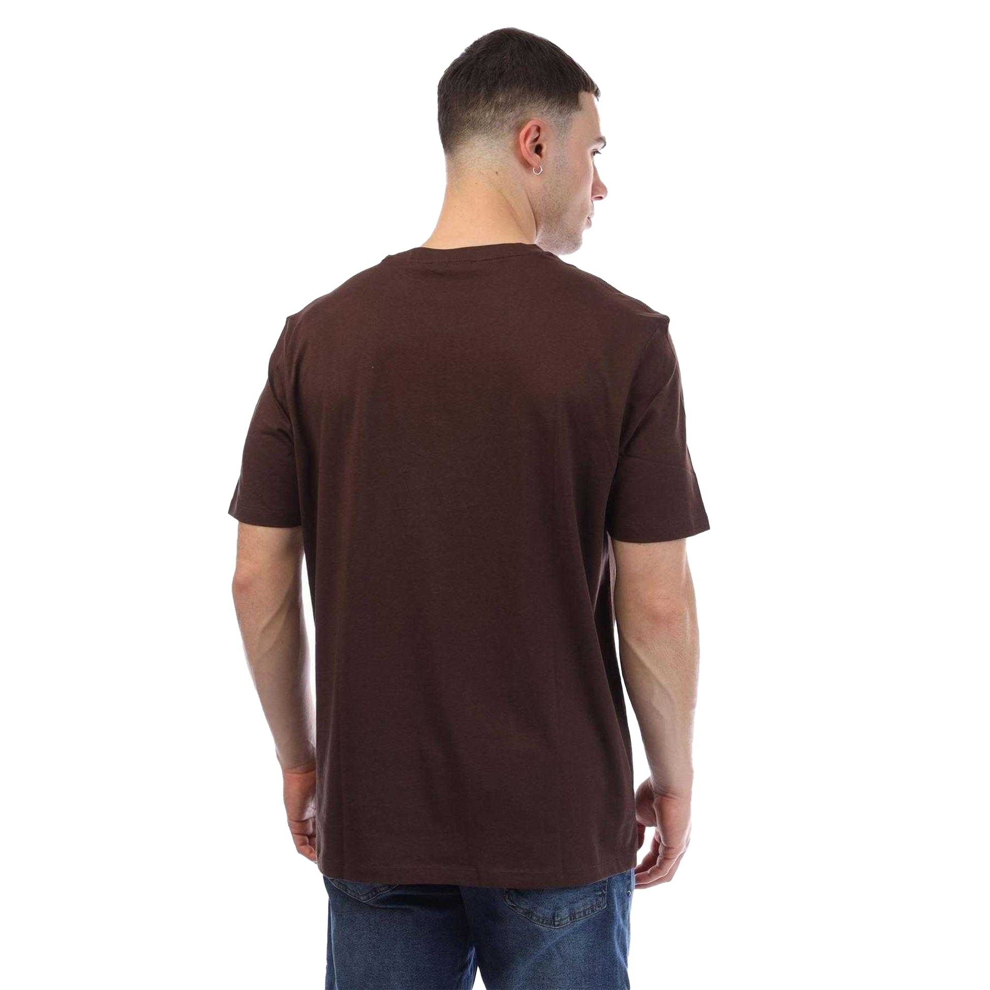 Brown - Back - Hugo Mens Dero 99 Cotton Regular T-Shirt