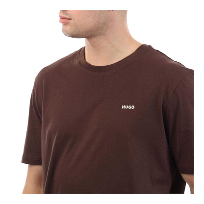 Brown - Side - Hugo Mens Dero 99 Cotton Regular T-Shirt