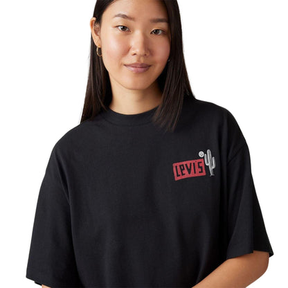 Blue - Side - Levis Womens-Ladies Back Print Loose Fit T-Shirt