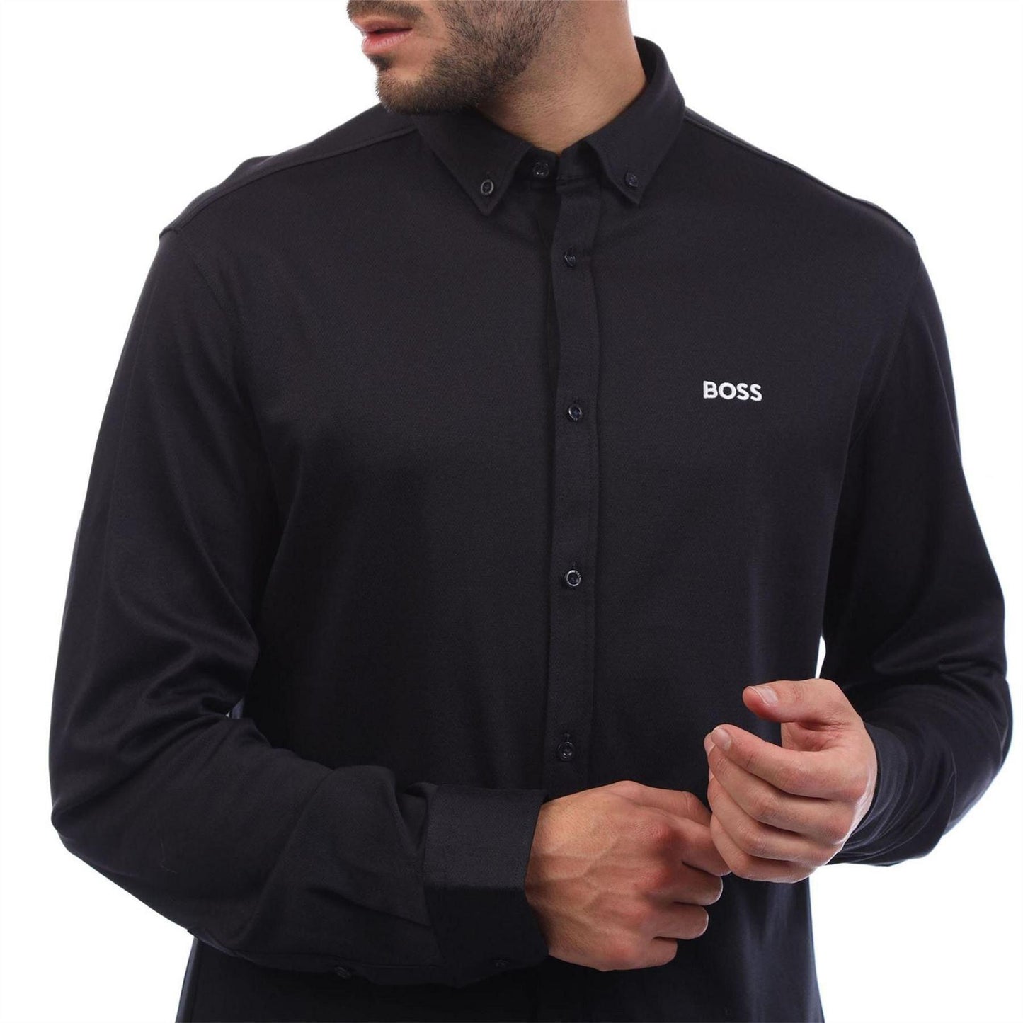 Dark Blue - Side - Boss Mens Motion Regular Shirt