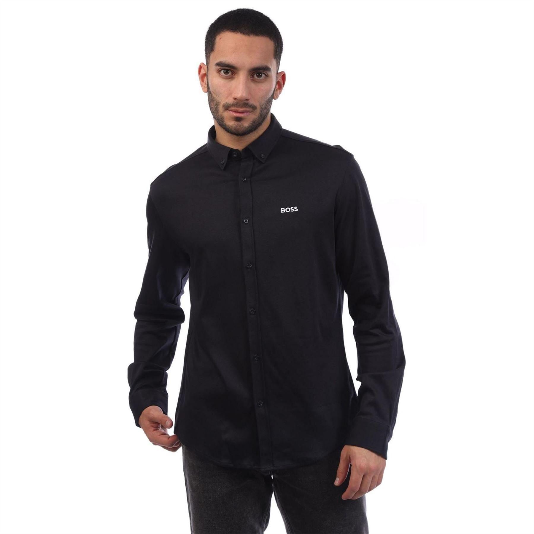 Dark Blue - Front - Boss Mens Motion Regular Shirt