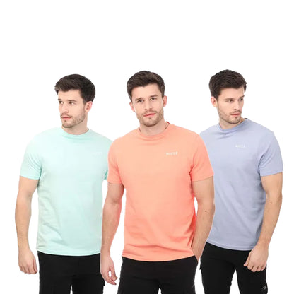 Orange-Sky Blue-Purple - Front - Nicce Mens Sanderson T-Shirt (Pack of 3)