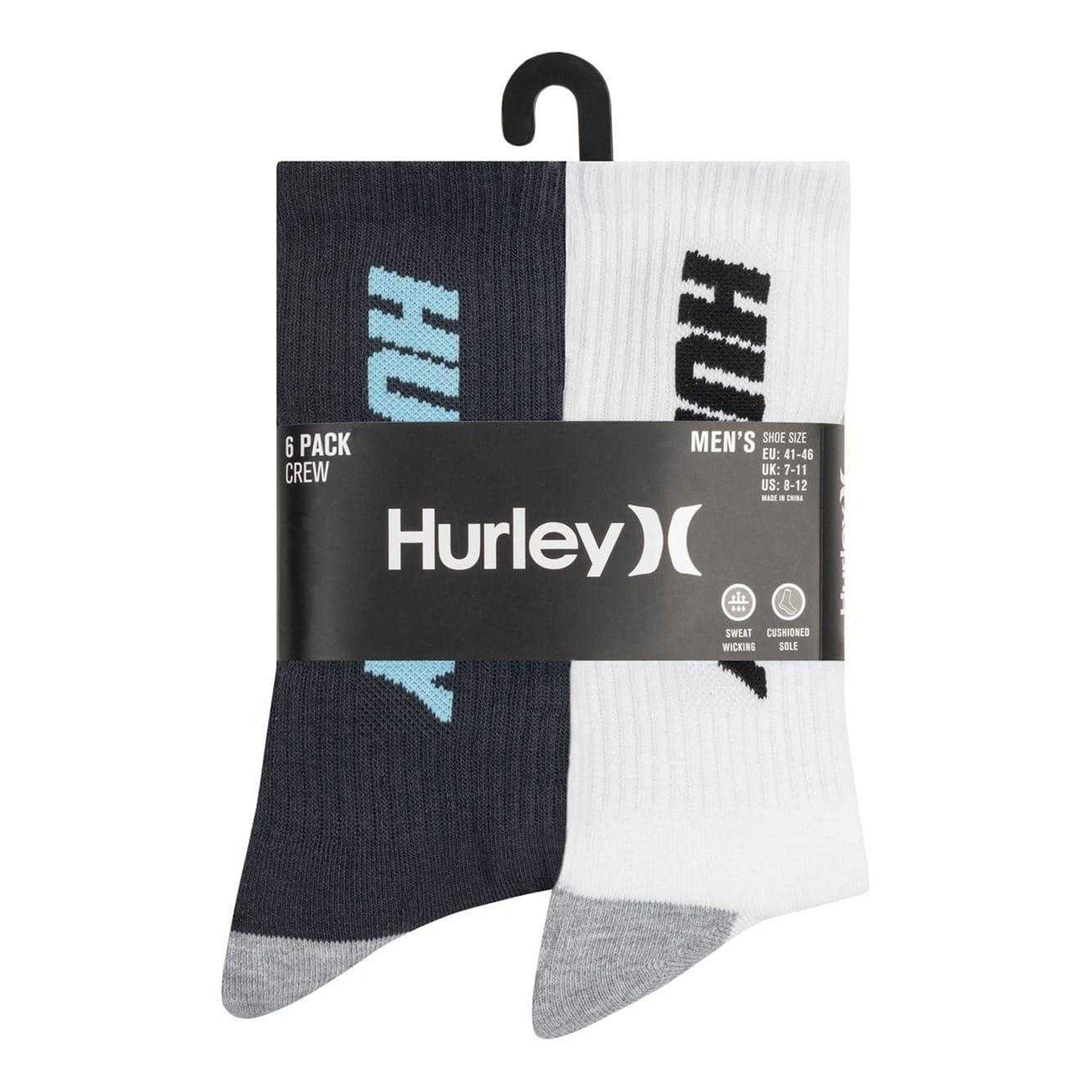 Navy - Back - Hurley Mens Crew Socks (Pack of 6)