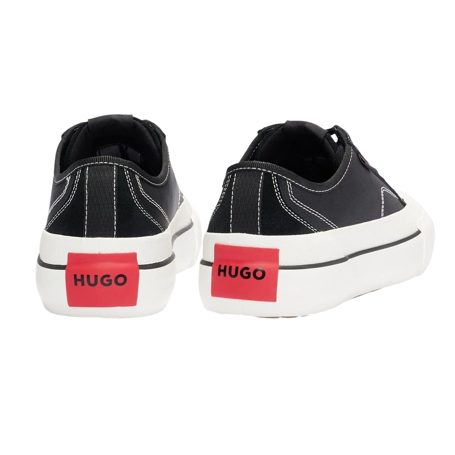 Black - Back - Hugo Mens Dyerx Canvas Low Cut Trainers