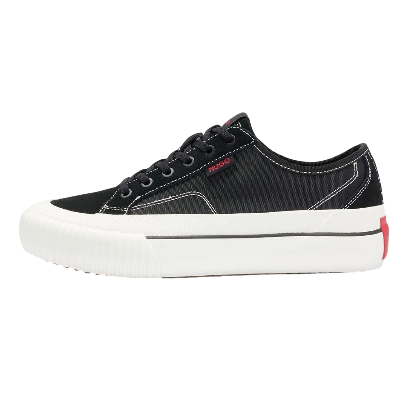 Black - Side - Hugo Mens Dyerx Canvas Low Cut Trainers