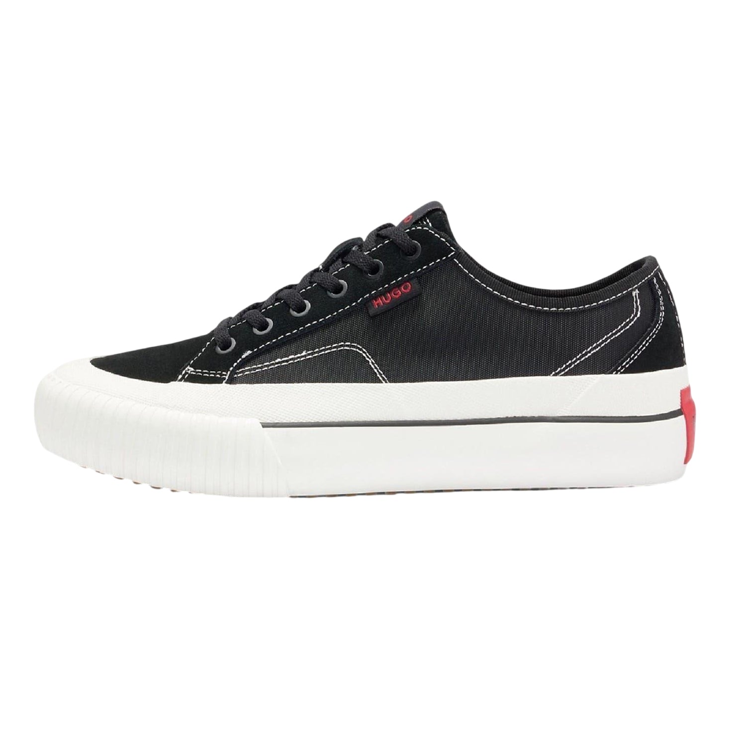 Black - Side - Hugo Mens Dyerx Canvas Low Cut Trainers