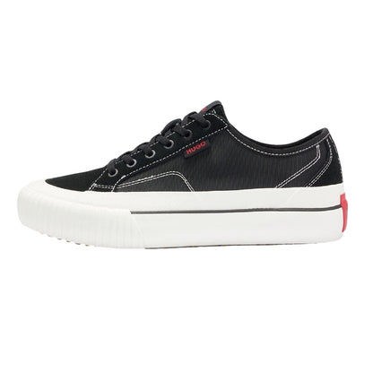 Black - Side - Hugo Mens Dyerx Canvas Low Cut Trainers
