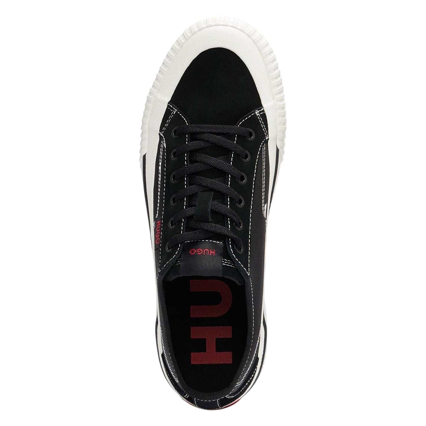 Black - Pack Shot - Hugo Mens Dyerx Canvas Low Cut Trainers