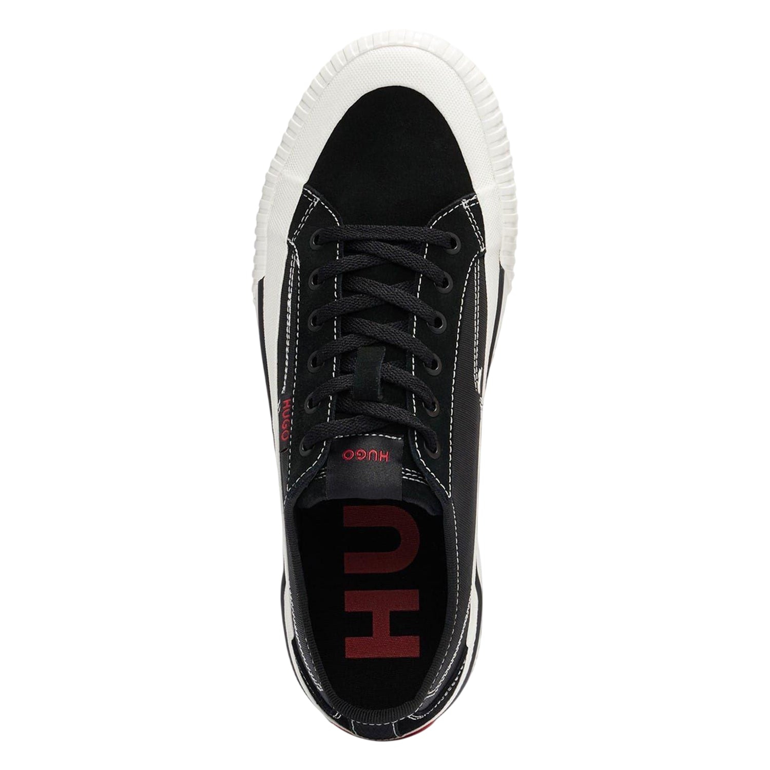 Black - Pack Shot - Hugo Mens Dyerx Canvas Low Cut Trainers