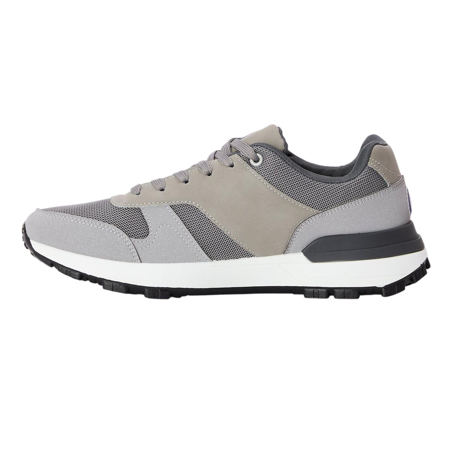 Light Grey - Back - Lambretta Mens Echo 2 Sailor Mesh Low Cut Flat Trainers