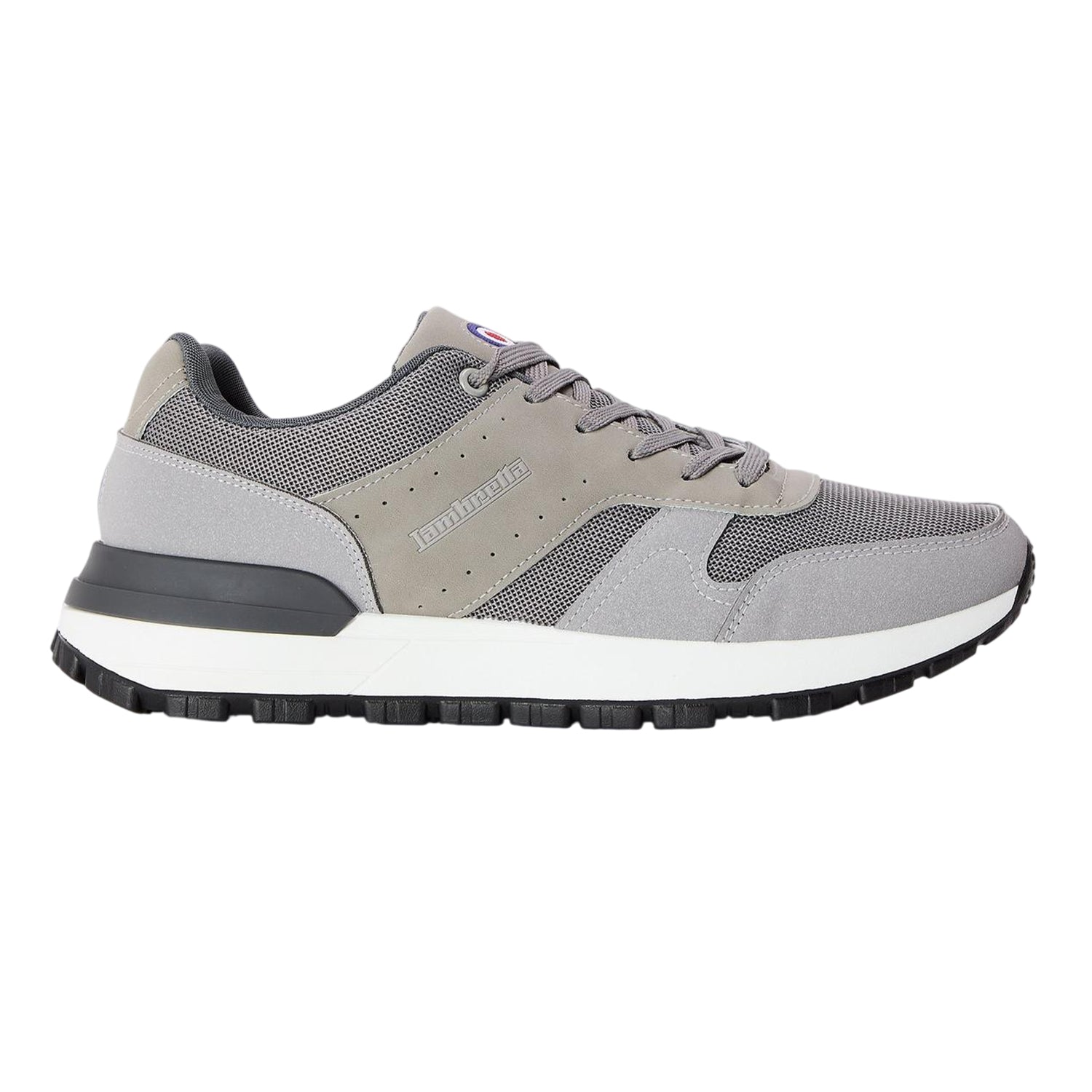 Light Grey - Side - Lambretta Mens Echo 2 Sailor Mesh Low Cut Flat Trainers