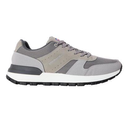 Light Grey - Side - Lambretta Mens Echo 2 Sailor Mesh Low Cut Flat Trainers
