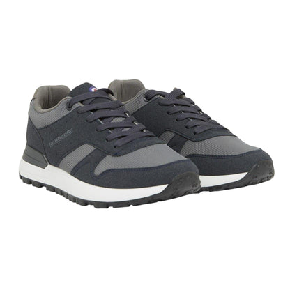 Navy-Grey - Front - Lambretta Mens Echo 2 Sailor Mesh Low Cut Flat Trainers