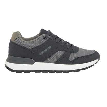 Navy-Grey - Side - Lambretta Mens Echo 2 Sailor Mesh Low Cut Flat Trainers