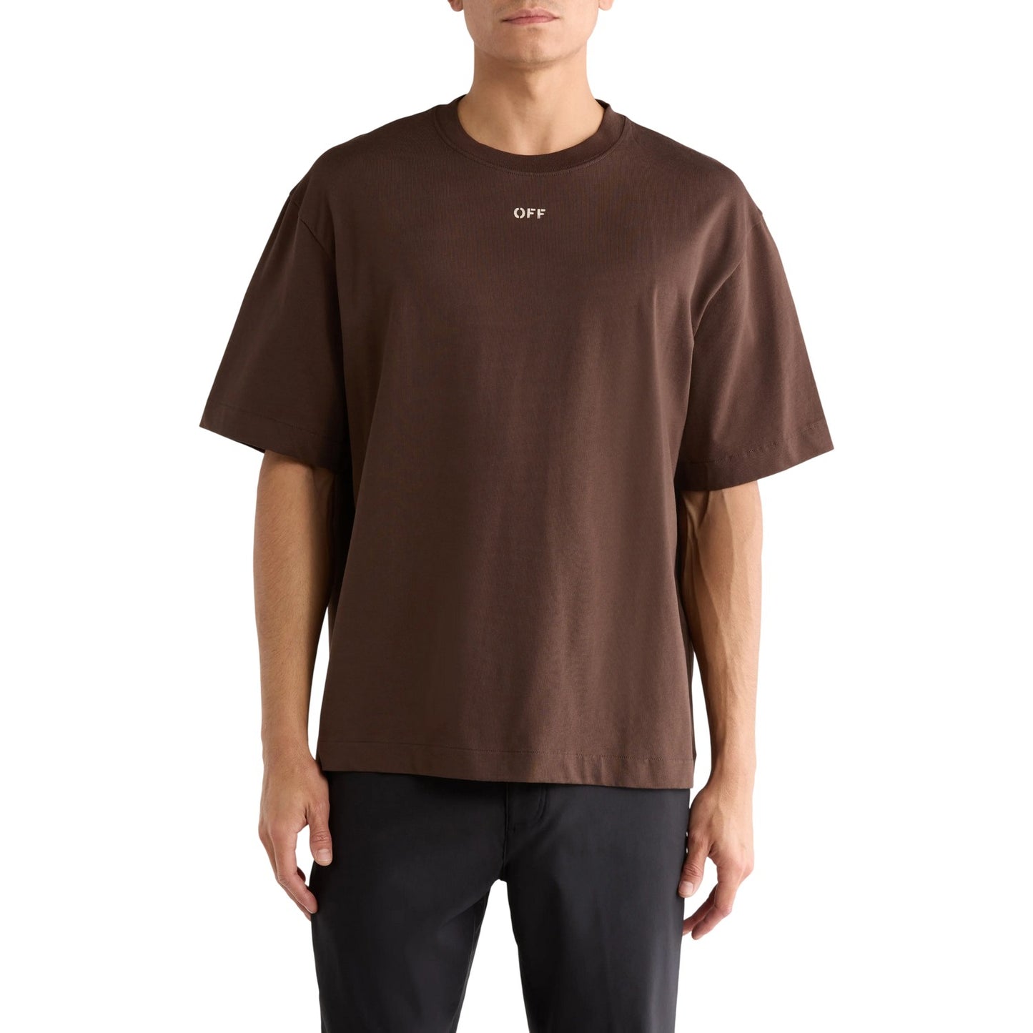 Chocolate-Cream - Side - Off-White Mens Arrow Print T-Shirt