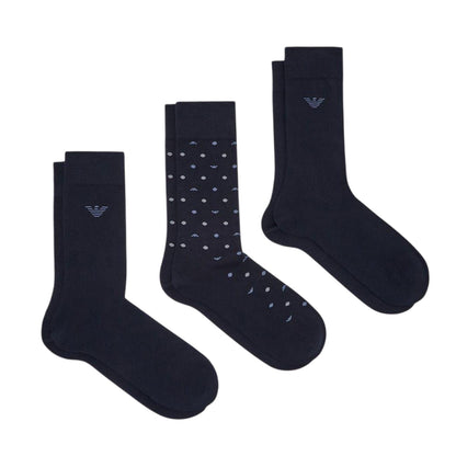 Blue - Front - Emporio Armani EA7 Mens Crew Socks (Pack of 3)