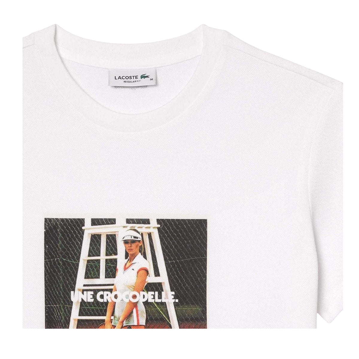 White - Back - Lacoste Womens-Ladies Printed Piqué T-Shirt