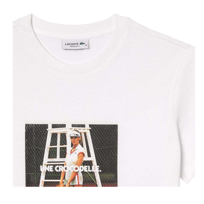 White - Back - Lacoste Womens-Ladies Printed Piqué T-Shirt