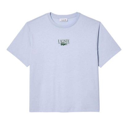 Blue - Front - Lacoste Womens-Ladies Printed Cotton Relaxed Fit T-Shirt