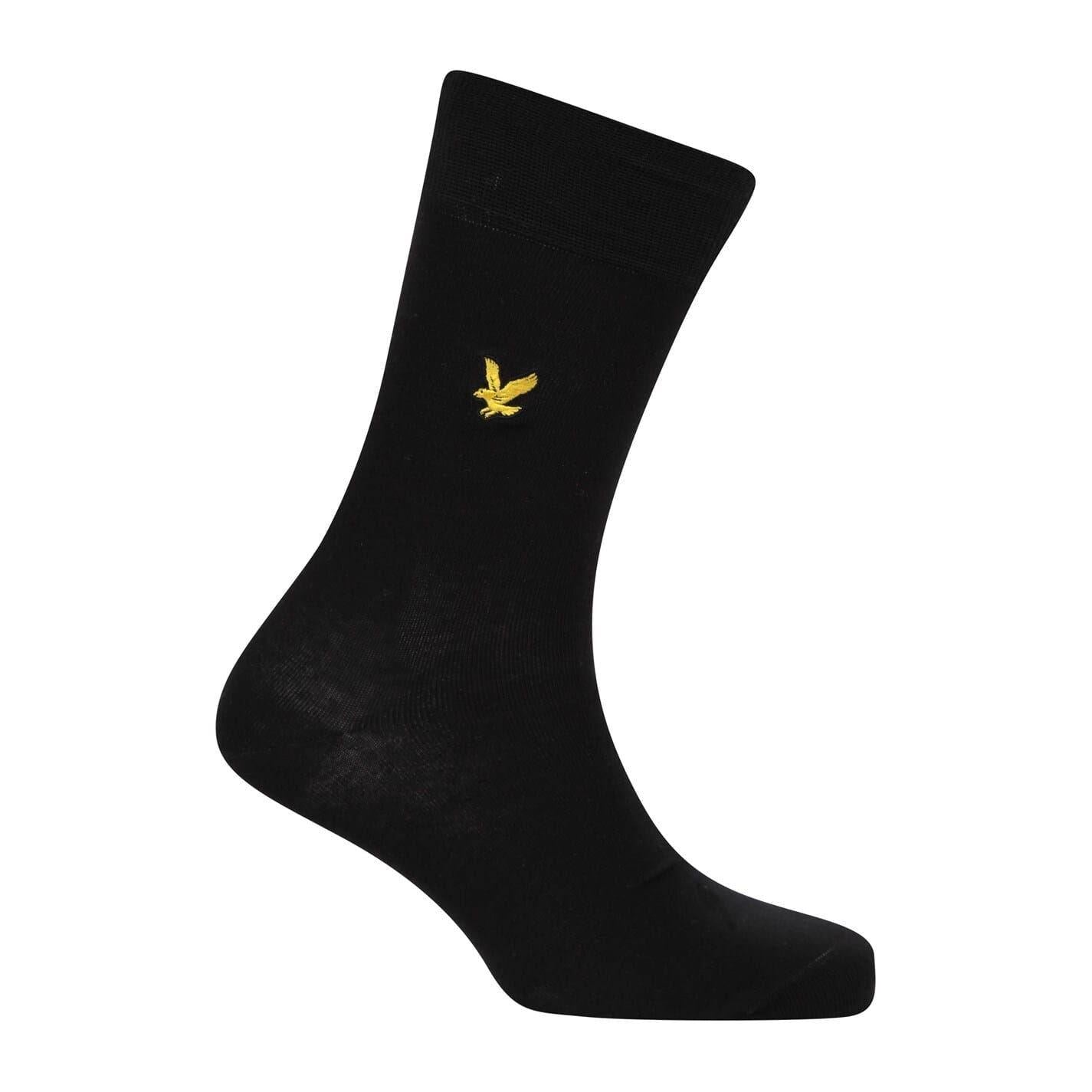 Black-Navy-Grey - Back - Lyle & Scott Mens Liam Crew Socks (Pack of 5)
