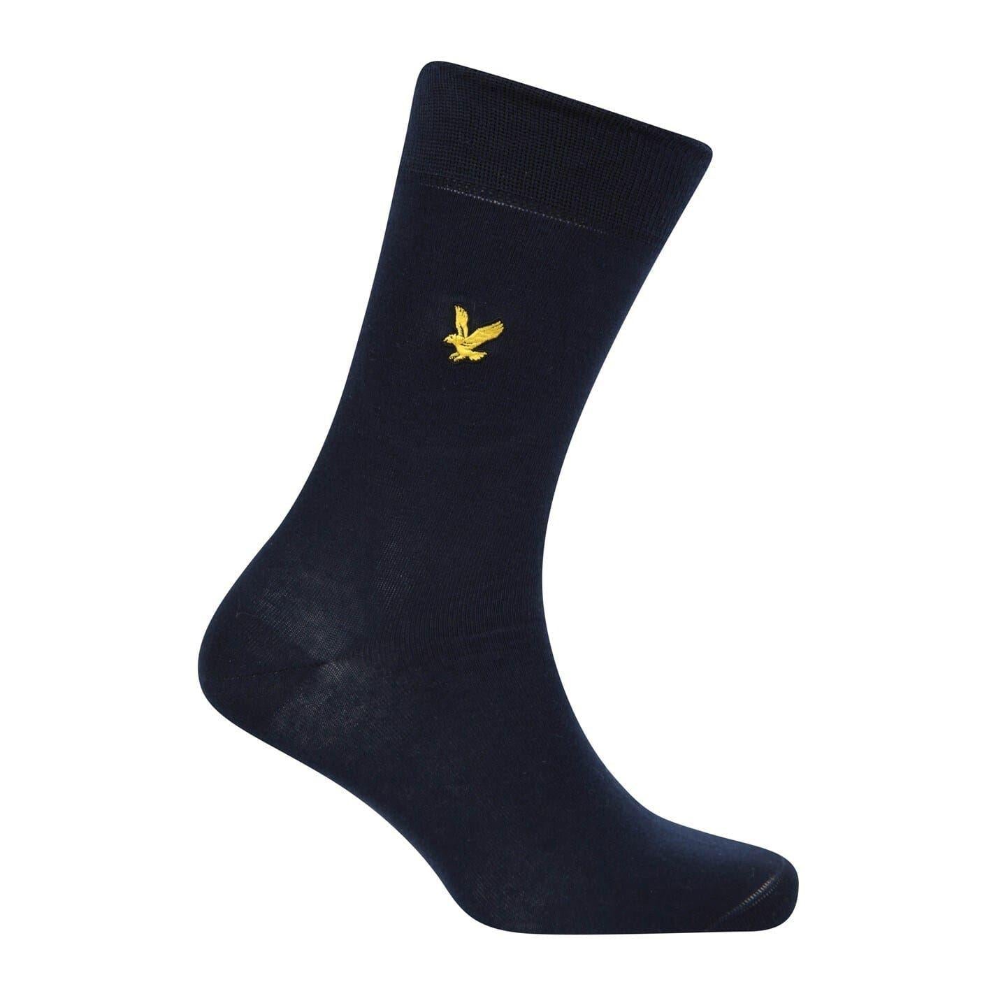 Black-Navy-Grey - Side - Lyle & Scott Mens Liam Crew Socks (Pack of 5)