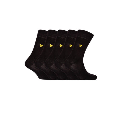 Black - Front - Lyle & Scott Mens Liam Crew Socks (Pack of 5)