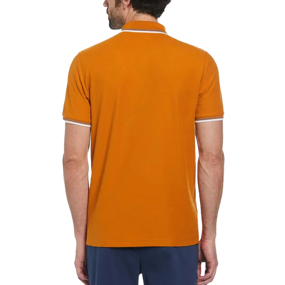 Brown - Back - Original Penguin Mens Pique Tipped Polo Shirt