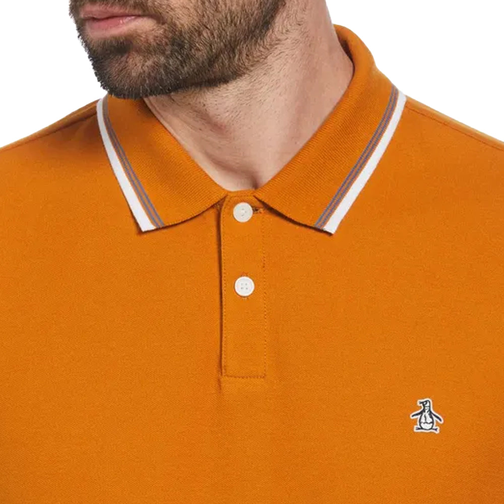 Brown - Side - Original Penguin Mens Pique Tipped Polo Shirt