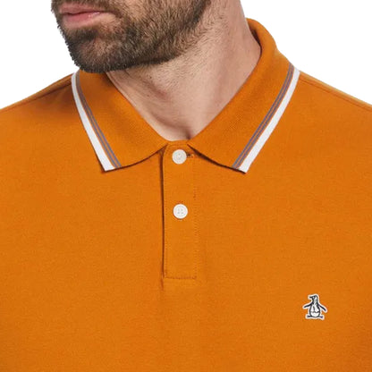 Brown - Side - Original Penguin Mens Pique Tipped Polo Shirt